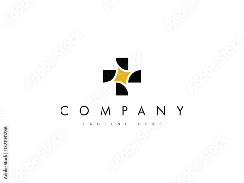 creative medical health cross plus with star logo design
