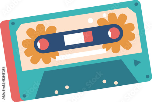 Retro hippie audio cassette vector illustration