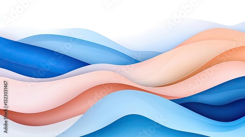Vibrant color art abstract background idea. Flowing abstract waves in soft peach and blue tones creating a calming background.