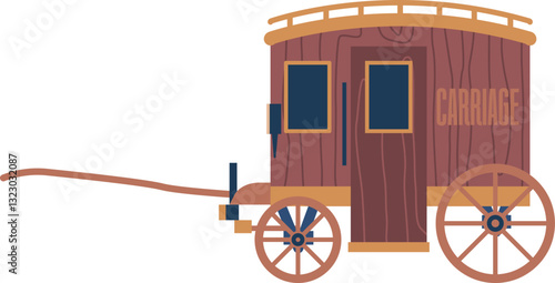 Retro transport wooden carriage vector illustration