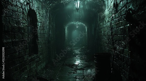 Obraz na płótnie Dark and Mysterious Underground Corridor with Atmospheric Lighting w salonie