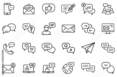 Communication & Messaging Icons – Chat, Email, Conversation, Customer Support, Online Messaging, Social Interaction, Discussion, Text Messaging, Feedback, Communication Technology, Digital Networking