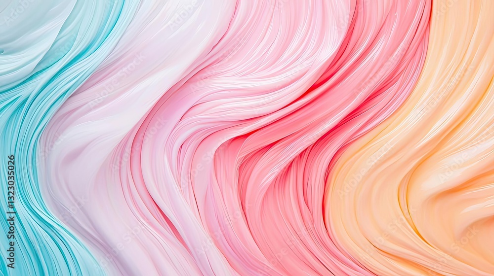Obraz premium Pastel color illustration abstract background idea. Colorful abstract waves blend harmoniously, creating a smooth and vibrant background.