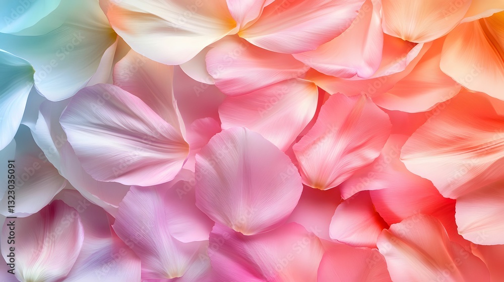 Obraz premium A vibrant close-up of colorful flower petals, showcasing shades of pink, blue, and orange, creating a soft and dreamy aesthetic.