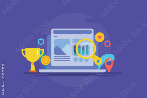 Website marketing, successful pay per click advertising campaign, higher conversation rate and e-business growth concept.