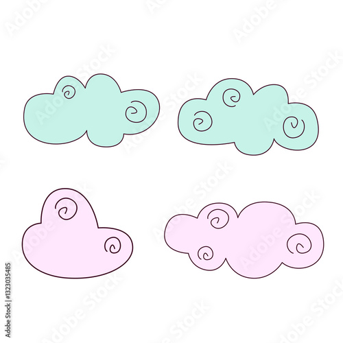 Dinosaurs in flat cartoon style. Dinosaur vector illustration. Super Cute dinosaurs on white background.
Children's collection includes cute dinosaurs, palm trees, volcanoes. Cute prehistoric dinosaur