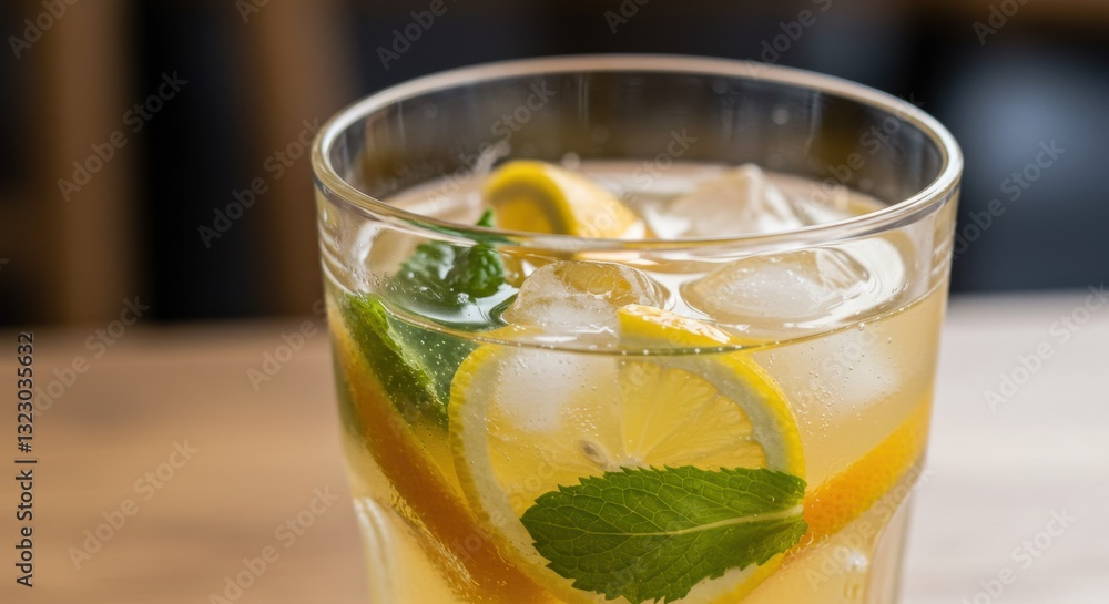Fototapeta premium Refreshing Lemon Mint Cocktail in a Glass