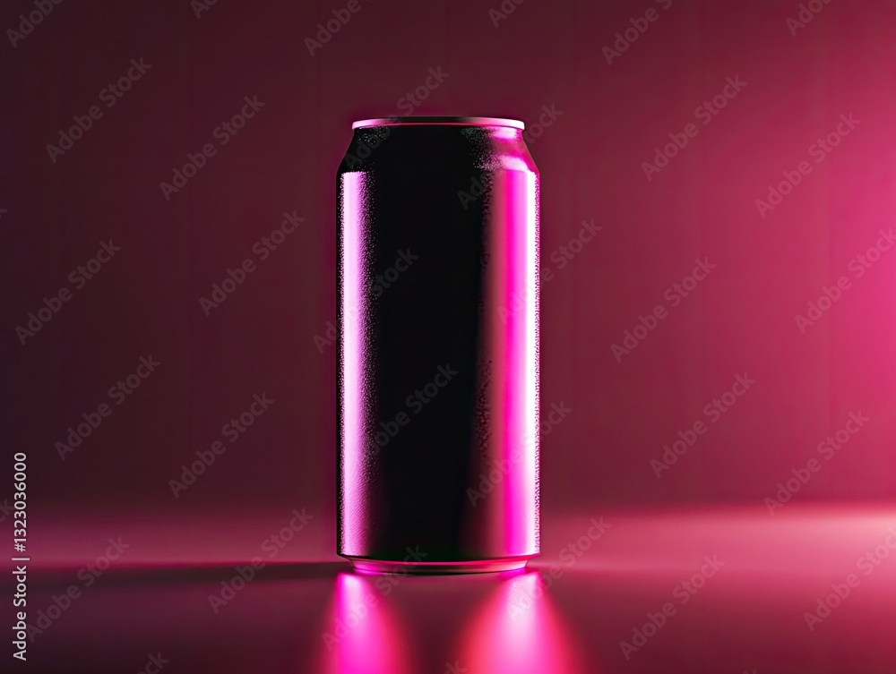 Sleek beverage can illuminated by vivid magenta light for a modern look Sleek beverage can illuminated by vivid magenta light for a modern look