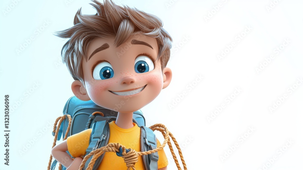 Adventurous Young Explorer Embarking on a Mountain Adventure Adventurous Young Explorer Embarking on a Mountain Adventure
