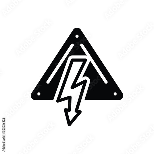 Black solid icon for high voltage