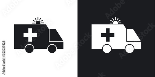 Ambulance icons set in flat filled style.
