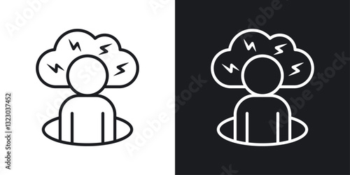 Anxiety or stress icons set in flat filled style.