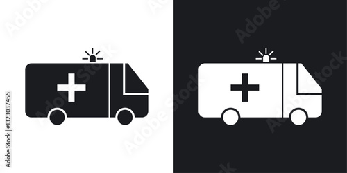 Ambulance icons set in flat filled style.