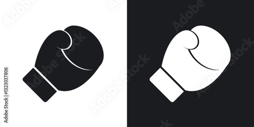 Boxing glove icons set in flat filled style.