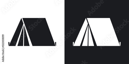 Camping icons set in flat filled style.