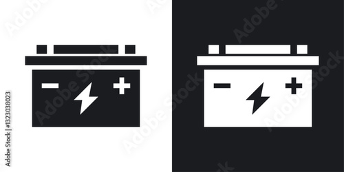 Car battery icons set in flat filled style.