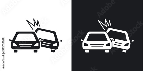 Car crash icons set in flat filled style.