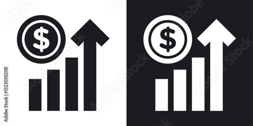 Chat arrow grow icons set in flat filled style.
