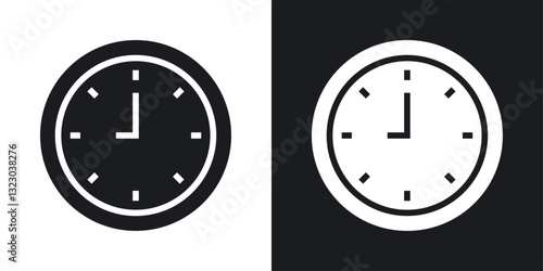 Clock nine icons set in flat filled style.