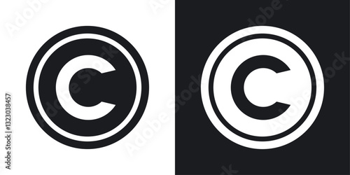 Copyright icons set in flat filled style.