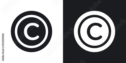 Copyright icons set in flat filled style.