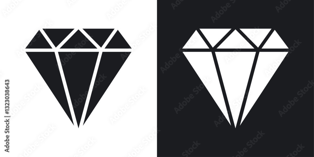 Diamond icons set in flat filled style. Diamond icons set in flat filled style.