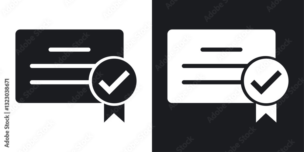 Diploma icons set in flat filled style. Diploma icons set in flat filled style.