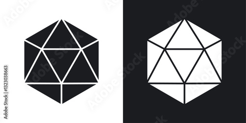 Dice d20 icons set in flat filled style.