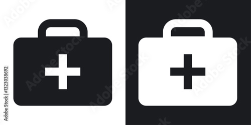 Doctor bag icons set in flat filled style.