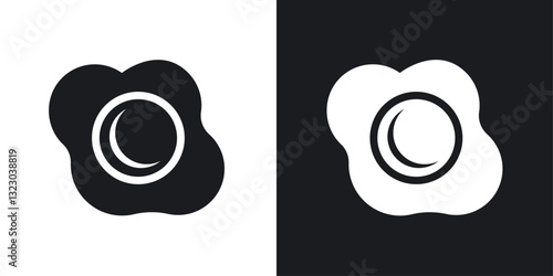Egg fried icons set in flat filled style.