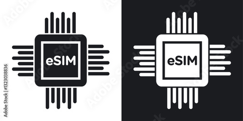 ESIM icons set in flat filled style.