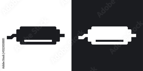 Exhaust pipe icons set in flat filled style.