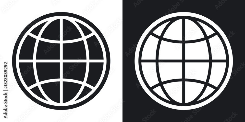 Globe icons set in flat filled style. Globe icons set in flat filled style.