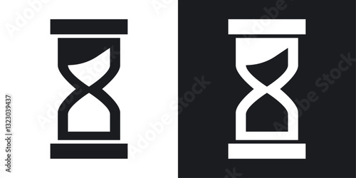 Hourglass end icons set in flat filled style.