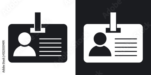 Id badge icons set in flat filled style.