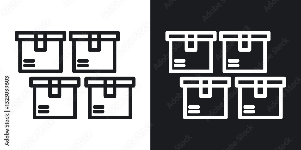 Inventory icons set in flat filled style. Inventory icons set in flat filled style.