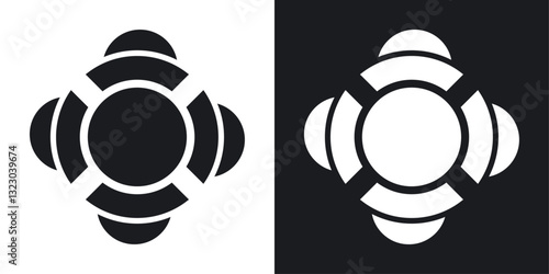 Life buoy icons set in flat filled style.