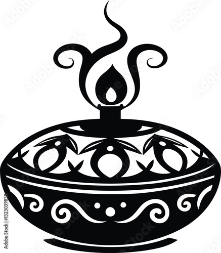 Modern and stylish premium quality Magic genie lamp silhouette vector art, Magic genie lamp line art vector illustration