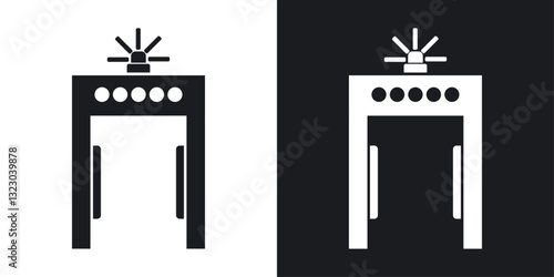 Metal detector icons set in flat filled style.
