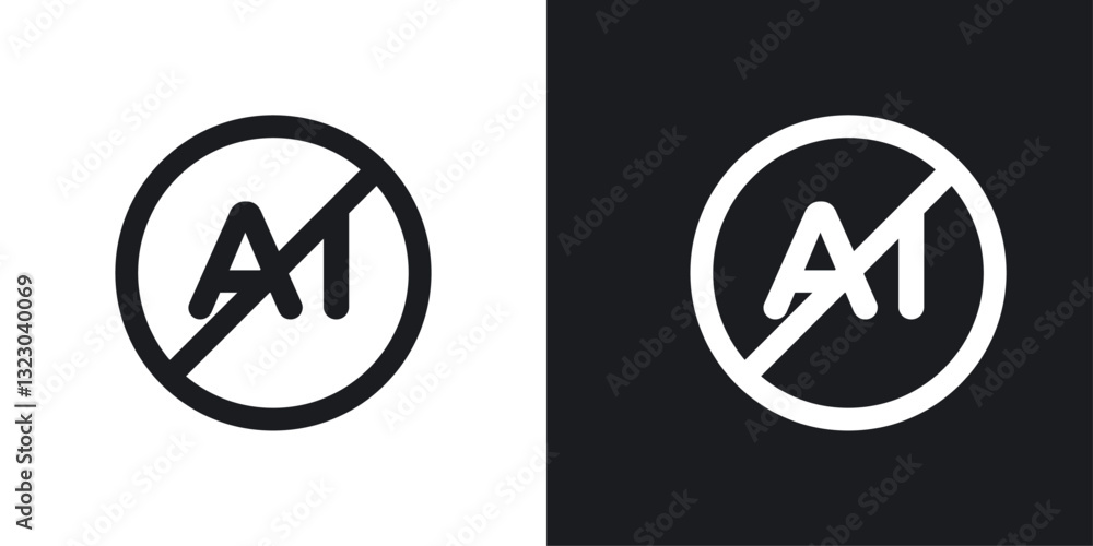 No ai sign icons set in flat filled style. No ai sign icons set in flat filled style.