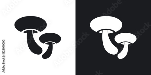Mushroom icons set in flat filled style.