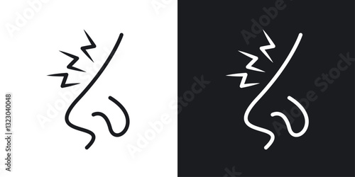 Nose pain icons set in flat filled style.