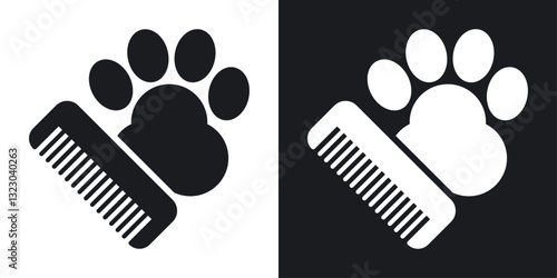 Pet grooming icons set in flat filled style.