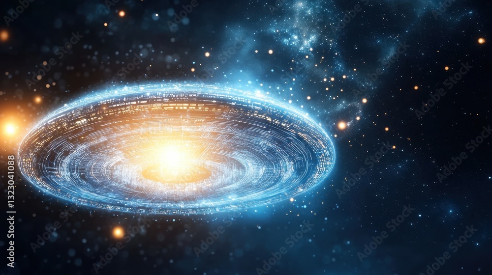 Obraz premium Futuristic Spaceship Soaring Through Cosmic Nebula