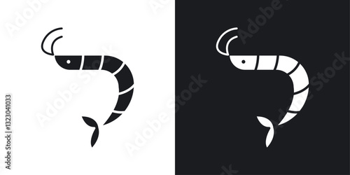 Shrimp icons set in flat filled style.