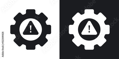 Technical warning icons set in flat filled style.