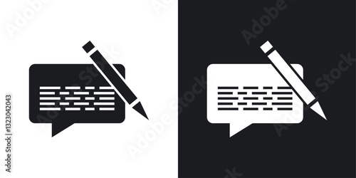 Write comment icons set in flat filled style.