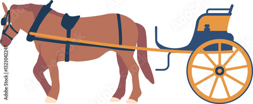 Horse and passenger buggy vector illustration