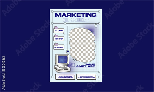 Marketing Workshop Flyer. Creative corporate business banner template design for webinar, marketing, online class program,