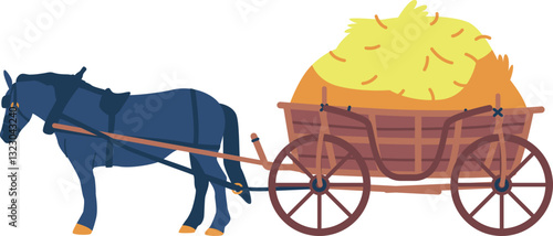 Cart with hay drawn horse
